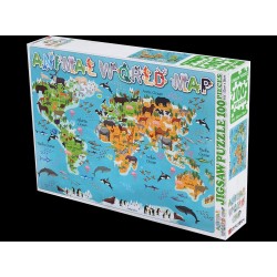 世界地図動物世界地図100ピースパズル